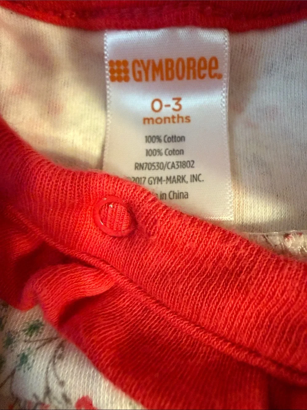 Gymboree Adorable Floral Deer Print Footie with Red Ruffle Trim Size 0-3 Model